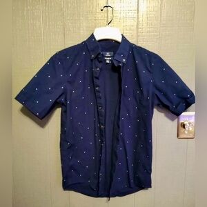 NWOT Classic George Button Down Diamond Blue Dress /Golf Shirt Size L (42-44)